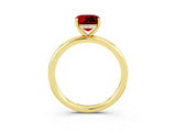 Yellow gold Cushion Cut Ruby Solitaire Ring with Thin Band and Four-Prong Setting_3