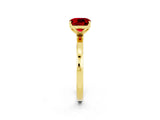 Yellow gold Cushion Cut Ruby Solitaire Ring with Thin Band and Prong Setting_26