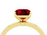 Yellow gold Cushion Cut Ruby Solitaire Ring with Thin Band and Prong Setting_28