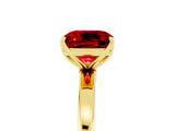 Yellow gold Cushion Cut Ruby Solitaire Ring with Thin Band and Prong Setting_29