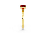 Yellow gold Cushion Cut Ruby Solitaire Ring with Thin Band and Prong Setting_38