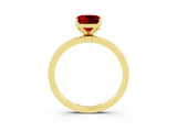 Yellow gold Cushion Cut Ruby Solitaire Ring with Thin Band and Prong Setting_39