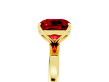 Yellow gold Cushion Cut Ruby Solitaire Ring with Thin Band and Prong Setting_41