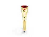 Yellow gold Cushion Cut Ruby Solitaire Ring with Wide Band and Prong Setting_2