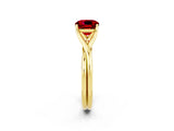 Yellow gold Cushion Cut Ruby Solitaire Twist Band Prong Setting Ring_62