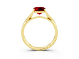 Yellow gold Cushion Cut Ruby Solitaire Twist Band Prong Setting Ring_63