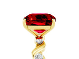 Yellow gold Cushion Cut Ruby Solitaire Twisted Band with Round  Accents and Prong Setting_17