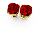 10K Yellow Gold 0.84 Carat Cushion Ruby Stud Earrings