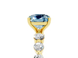 Yellow gold Cushion Cut Solitaire Aquamarine Ring with Pave Band and Four-Prong Setting_5