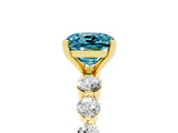 Yellow gold Cushion Cut Solitaire Blue Topaz Ring with Pave Band and Four-Prong Setting_5
