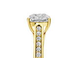 Yellow gold Cushion Cut Solitaire Cathedral Diamond Engagement Ring with Channel-Set Band and Four-Prong Setting_12
