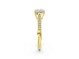 Yellow gold Cushion Cut Solitaire Cathedral Diamond Engagement Ring with Channel-Set Band and Four-Prong Setting_9