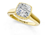 Yellow gold Cushion Cut Solitaire Diamond Engagement Ring with Four-Prong Setting and Tapered Band_8