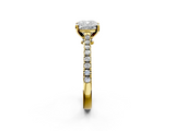 Yellow gold Cushion Cut Solitaire Diamond Engagement Ring with Pave Band and Four-Prong Setting_164