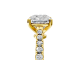 Yellow gold Cushion Cut Solitaire Diamond Engagement Ring with Pave Band and Four-Prong Setting_167