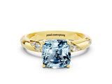 Yellow gold Cushion Cut Solitaire Diamond Engagement Ring with Twisted Pave Band and Four-Prong Setting