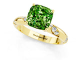 Yellow gold Cushion Cut Solitaire Diamond Engagement Ring with Twisted Pave Band and Four-Prong Setting_1