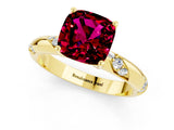 Yellow gold Cushion Cut Solitaire Diamond Engagement Ring with Twisted Pave Band and Four-Prong Setting_1
