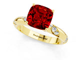 Yellow gold Cushion Cut Solitaire Diamond Engagement Ring with Twisted Pave Band and Four-Prong Setting_1