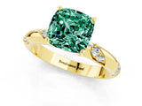 Yellow gold Cushion Cut Solitaire Diamond Engagement Ring with Twisted Pave Band and Four-Prong Setting_1