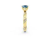 Yellow gold Cushion Cut Solitaire Diamond Engagement Ring with Twisted Pave Band and Four-Prong Setting_2
