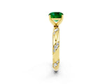 Yellow gold Cushion Cut Solitaire Diamond Engagement Ring with Twisted Pave Band and Four-Prong Setting_2