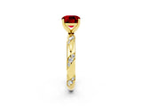 Yellow gold Cushion Cut Solitaire Diamond Engagement Ring with Twisted Pave Band and Four-Prong Setting_2