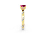 Yellow gold Cushion Cut Solitaire Diamond Engagement Ring with Twisted Pave Band and Four-Prong Setting_2