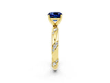 Yellow gold Cushion Cut Solitaire Diamond Engagement Ring with Twisted Pave Band and Four-Prong Setting_2