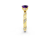 Yellow gold Cushion Cut Solitaire Diamond Engagement Ring with Twisted Pave Band and Four-Prong Setting_2
