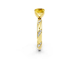 Yellow gold Cushion Cut Solitaire Diamond Engagement Ring with Twisted Pave Band and Four-Prong Setting_2