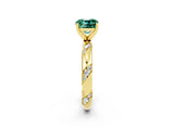 Yellow gold Cushion Cut Solitaire Diamond Engagement Ring with Twisted Pave Band and Four-Prong Setting_2