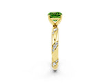 Yellow gold Cushion Cut Solitaire Diamond Engagement Ring with Twisted Pave Band and Four-Prong Setting_2