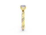 Yellow gold Cushion Cut Solitaire Diamond Engagement Ring with Twisted Pave Band and Four-Prong Setting_2