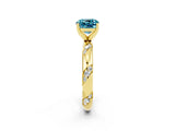 Yellow gold Cushion Cut Solitaire Diamond Engagement Ring with Twisted Pave Band and Four-Prong Setting_2