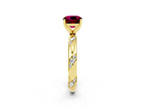 Yellow gold Cushion Cut Solitaire Diamond Engagement Ring with Twisted Pave Band and Four-Prong Setting_2