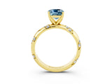 Yellow gold Cushion Cut Solitaire Diamond Engagement Ring with Twisted Pave Band and Four-Prong Setting_3