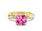 Yellow gold Cushion Cut Solitaire Diamond Engagement Ring with Twisted Pave Band and Four-Prong Setting