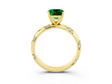 Yellow gold Cushion Cut Solitaire Diamond Engagement Ring with Twisted Pave Band and Four-Prong Setting_3