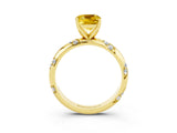 Yellow gold Cushion Cut Solitaire Diamond Engagement Ring with Twisted Pave Band and Four-Prong Setting_3