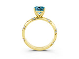 Yellow gold Cushion Cut Solitaire Diamond Engagement Ring with Twisted Pave Band and Four-Prong Setting_3