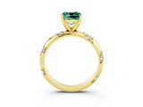 Yellow gold Cushion Cut Solitaire Diamond Engagement Ring with Twisted Pave Band and Four-Prong Setting_3