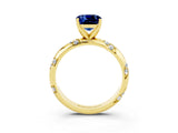 Yellow gold Cushion Cut Solitaire Diamond Engagement Ring with Twisted Pave Band and Four-Prong Setting_3