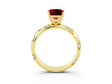Yellow gold Cushion Cut Solitaire Diamond Engagement Ring with Twisted Pave Band and Four-Prong Setting_3