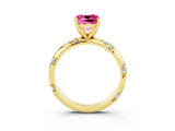 Yellow gold Cushion Cut Solitaire Diamond Engagement Ring with Twisted Pave Band and Four-Prong Setting_3