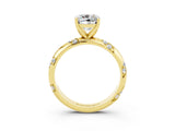 Yellow gold Cushion Cut Solitaire Diamond Engagement Ring with Twisted Pave Band and Four-Prong Setting_3