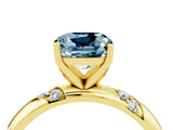 Yellow gold Cushion Cut Solitaire Diamond Engagement Ring with Twisted Pave Band and Four-Prong Setting_4