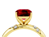 Yellow gold Cushion Cut Solitaire Diamond Engagement Ring with Twisted Pave Band and Four-Prong Setting_4