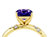 Yellow gold Cushion Cut Solitaire Diamond Engagement Ring with Twisted Pave Band and Four-Prong Setting_4