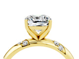 Yellow gold Cushion Cut Solitaire Diamond Engagement Ring with Twisted Pave Band and Four-Prong Setting_4